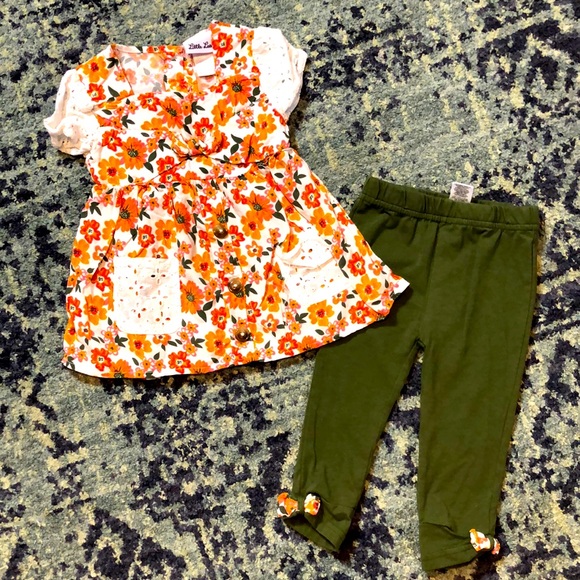 Adorable floral outfit 3t 4t EUC!